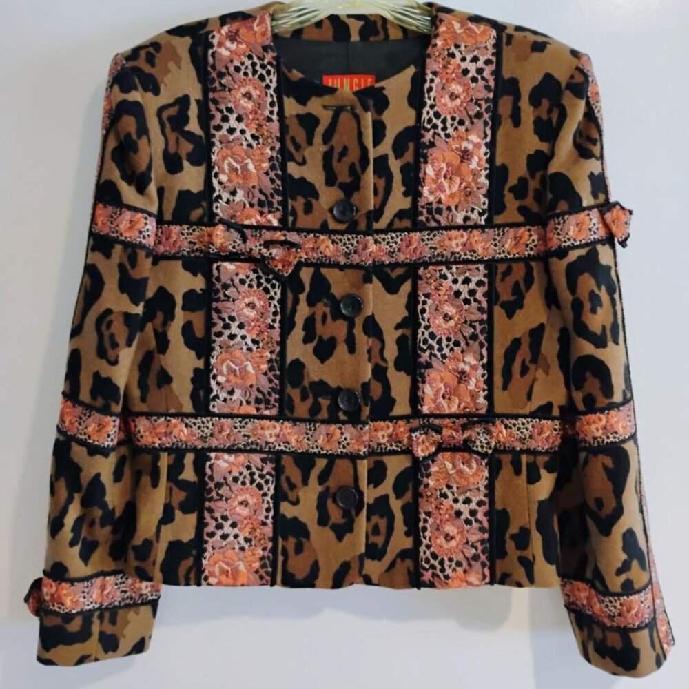 Coat, Womens, Size Small, browns/blacks/leopard